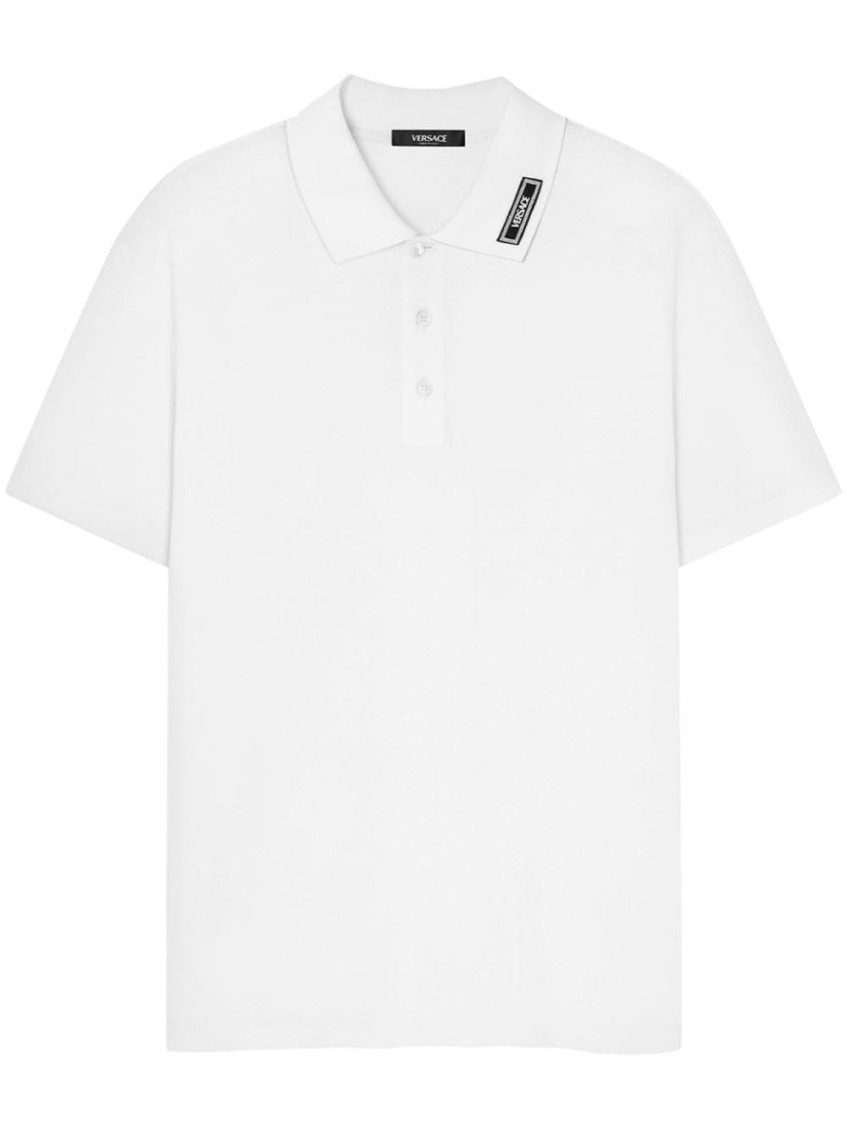 Versace White Logo Piquet Polo