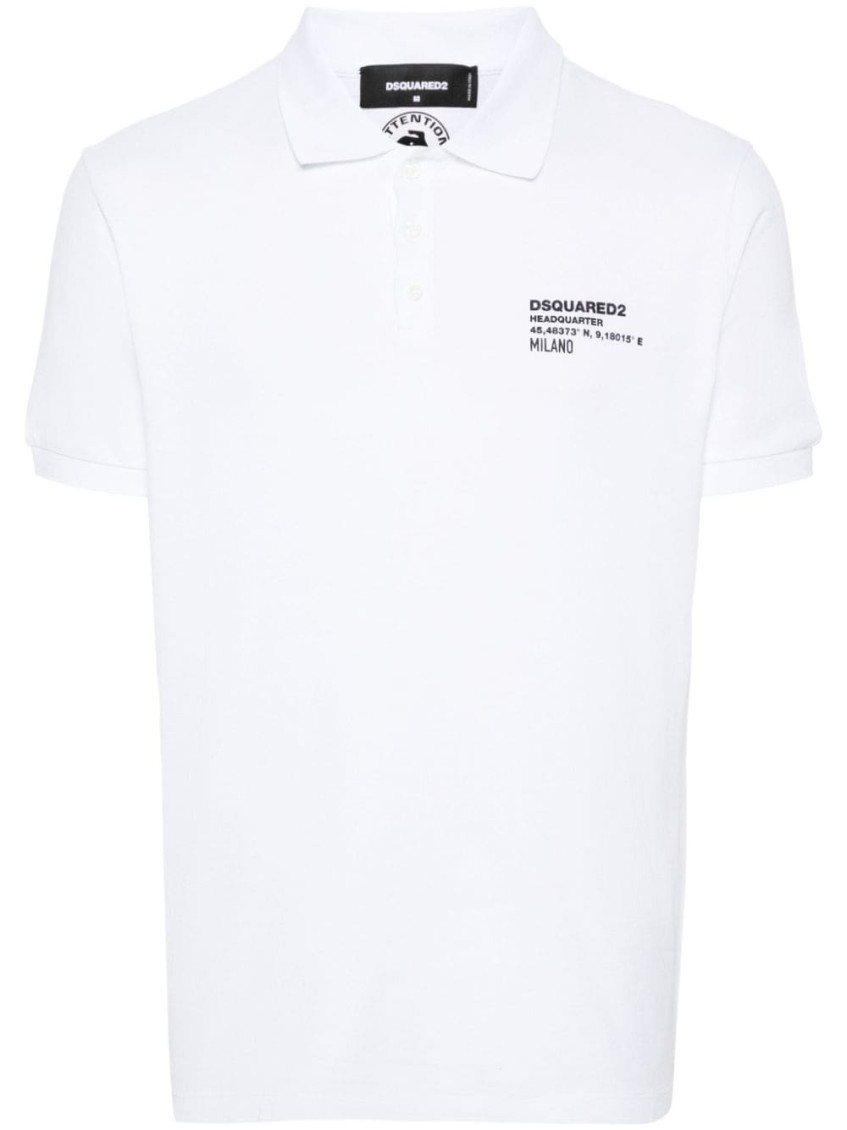 Dsquared2 White Logo Print Polo