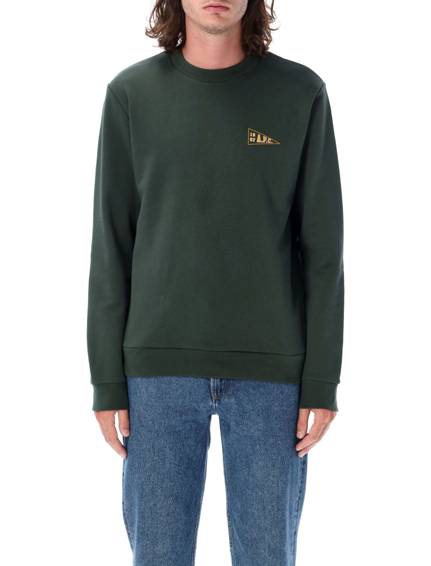 Apc Dark Green Crewneck Logo Sweatshirt