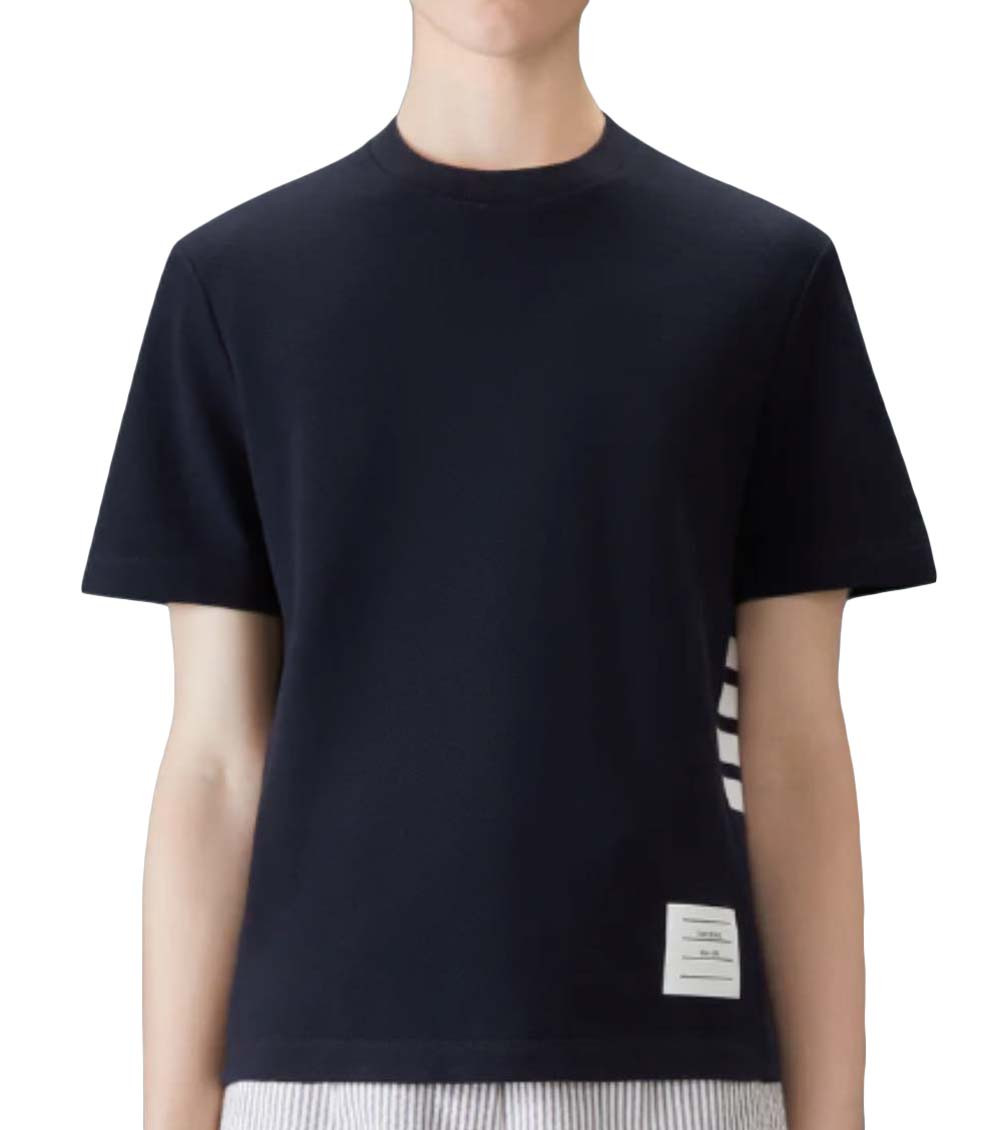 Thom Browne Navy Blue Crew Neck T-Shirt for Women Online USA at