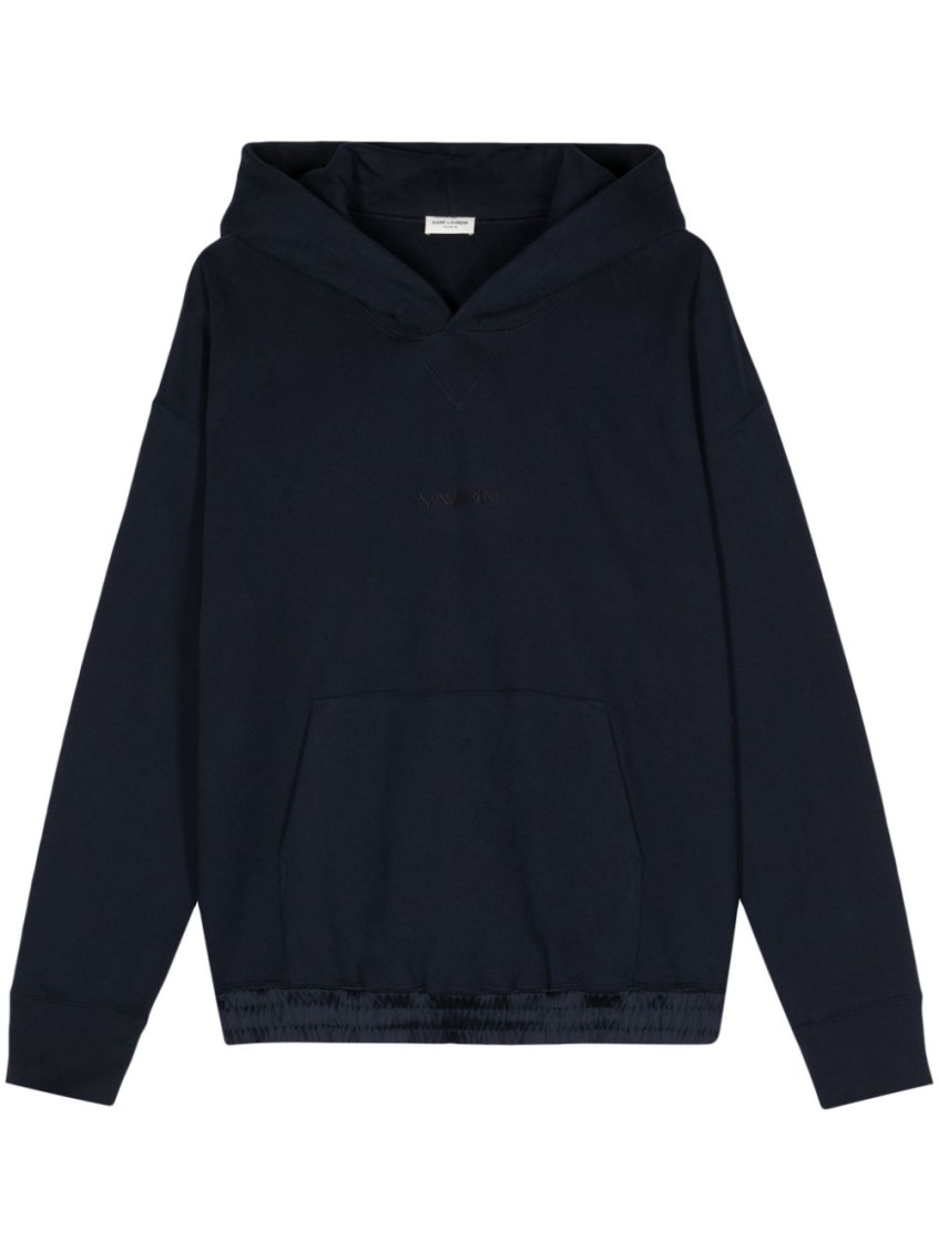 パーカー・フーディ Saint Laurent Dark Blue Cotton Sweatshirt Saint Laurent Logo-embroidered Hooded Cotton Sweatshirt Blue