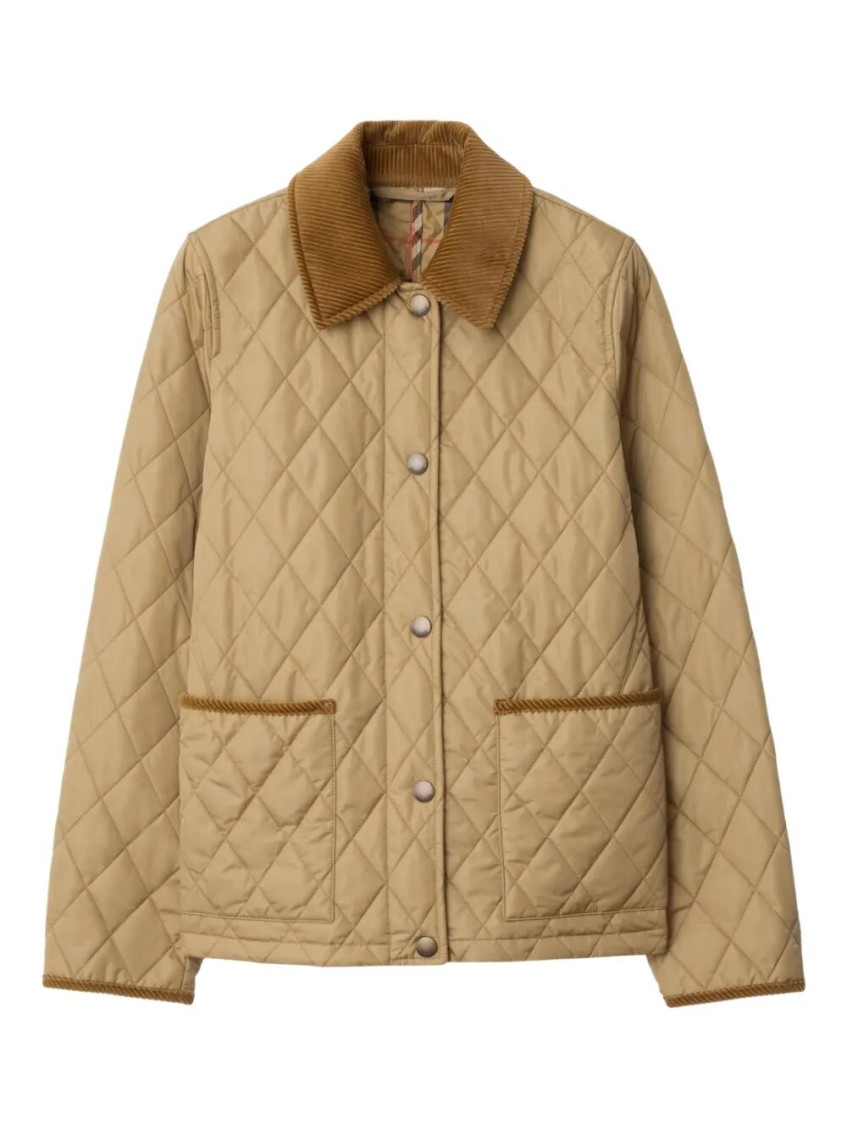 Burberry Padded Jackets With Corduroy Collar In Neutral