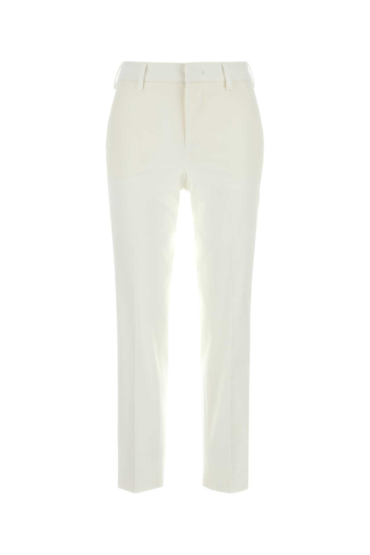 PT TORINO WHITE STRAIGHT-LEG STRETCH-COTTON TROUSERS