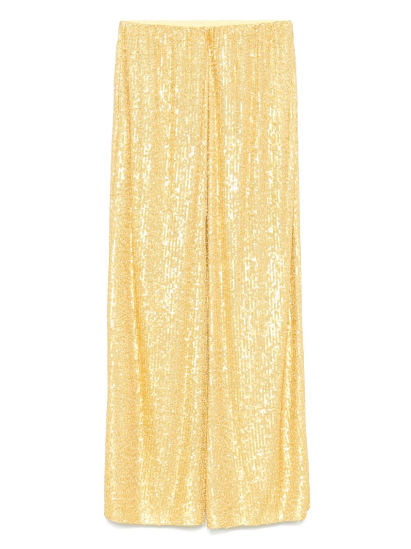 Shop Norma Kamali Yellow Wide-leg Trousers