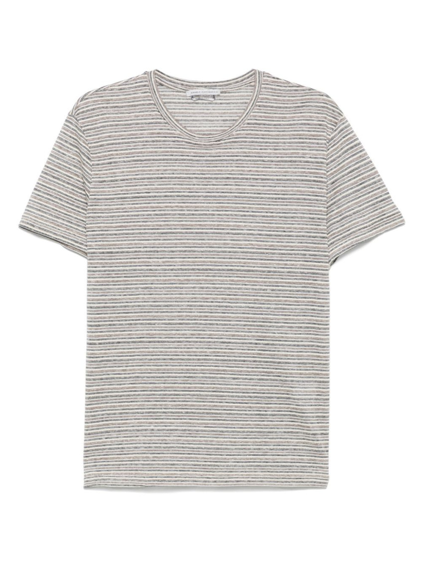 Shop Daniele Alessandrini Grey Striped T-shirt