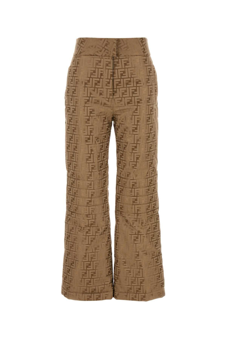 Fendi Pantalone In Misto Cotone Ricamato Donna