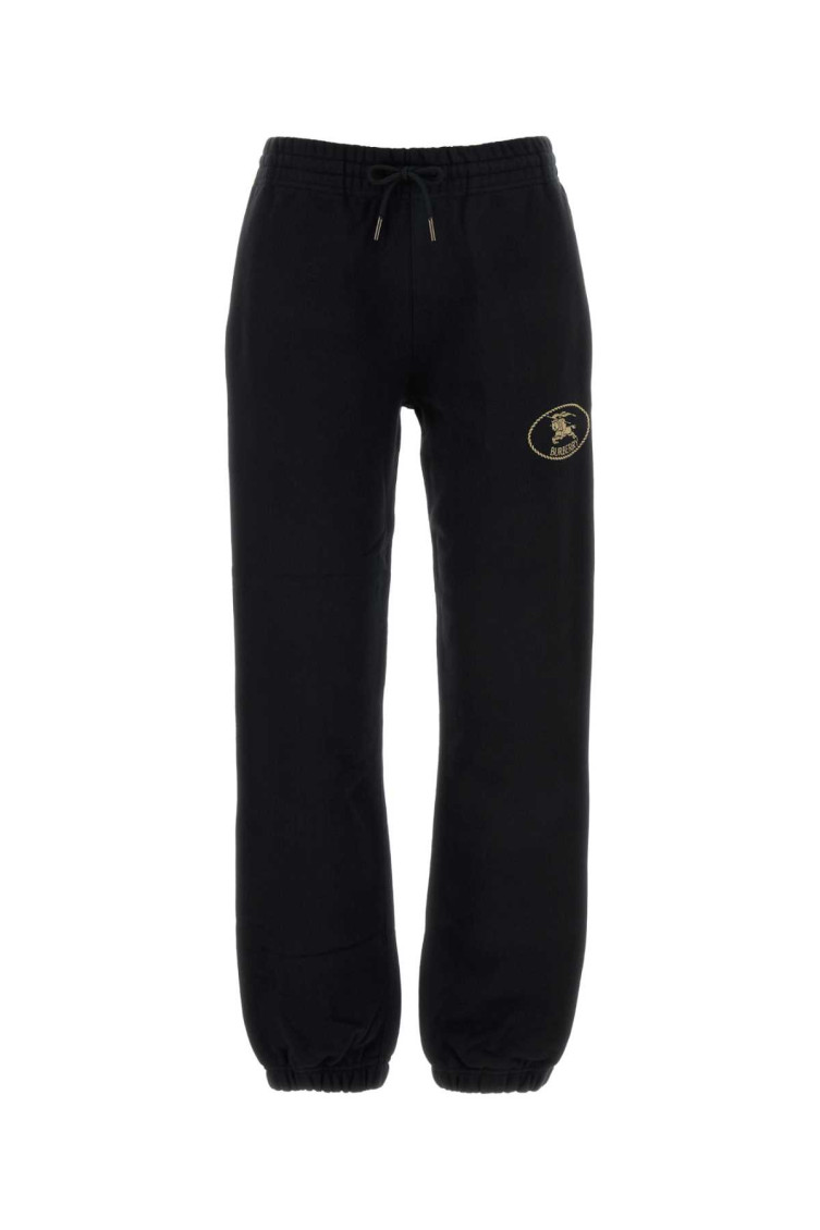 Burberry Cotton Joggers With Back Pocket And Elastic Waistband In Black