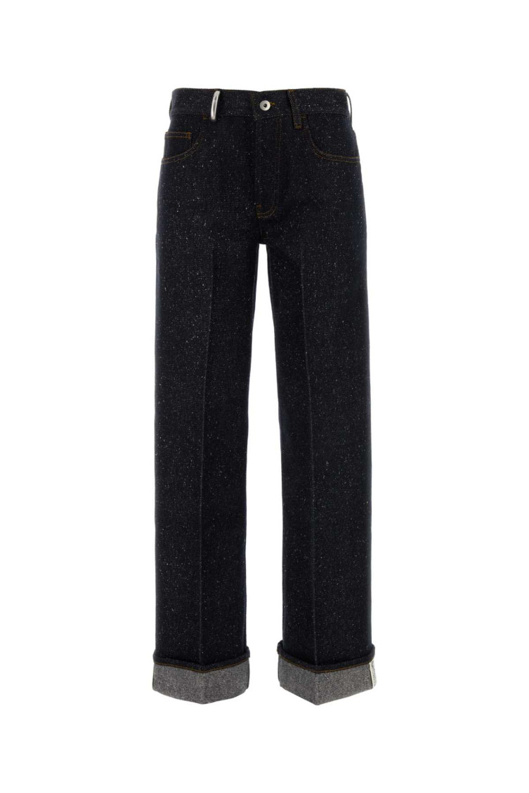 Burberry Cotton Blend Trouser With Metal Belt Loop In Blue