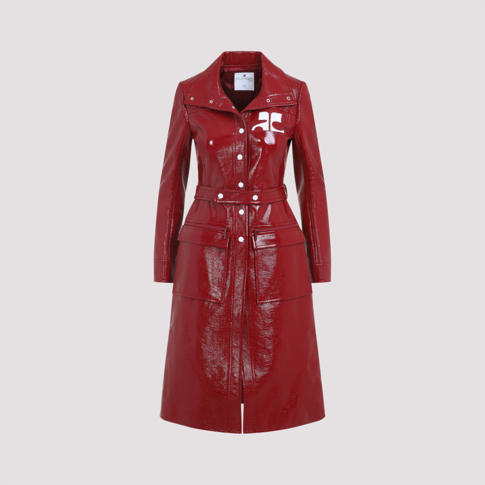 Shop Courrèges Red Logo-patch Trench Coat