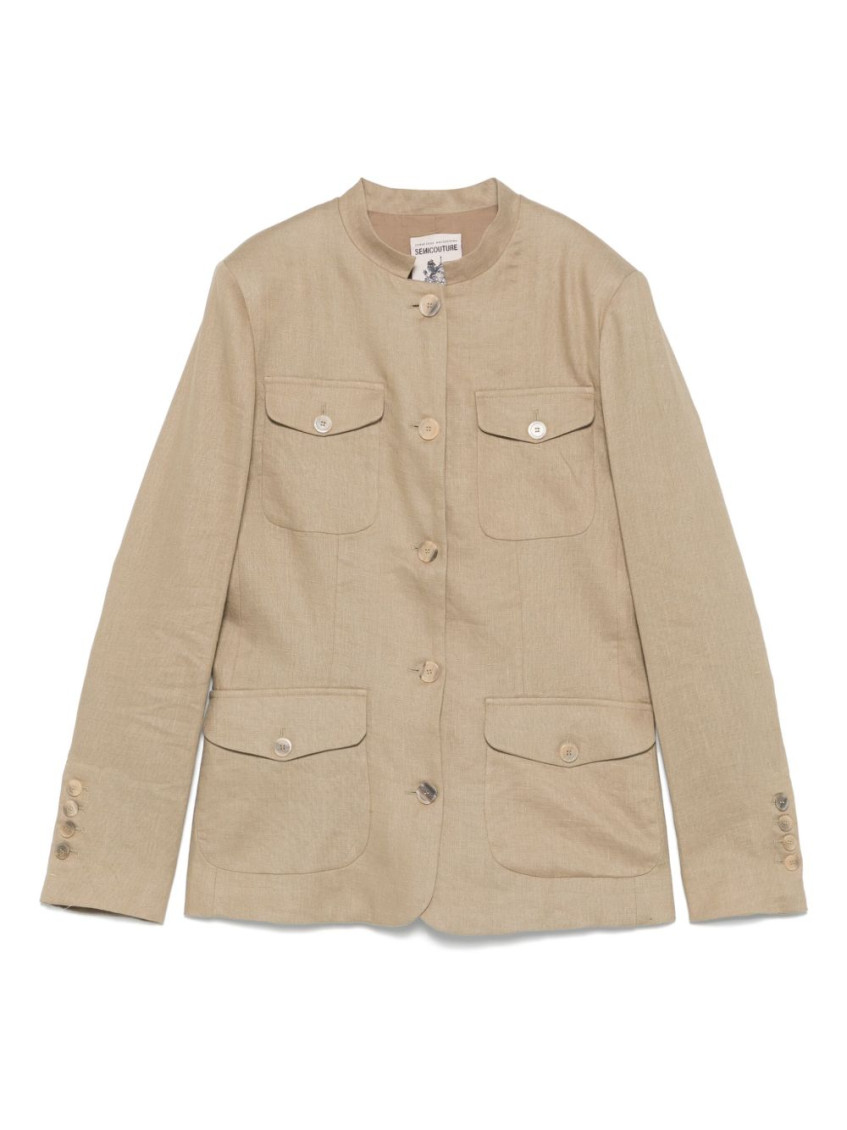 Semicouture Long Sleeve Casual Jacket In Neutral