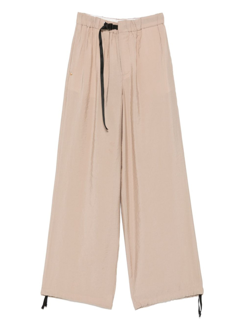 White Sand Beige Wide-leg Trousers In Neutral