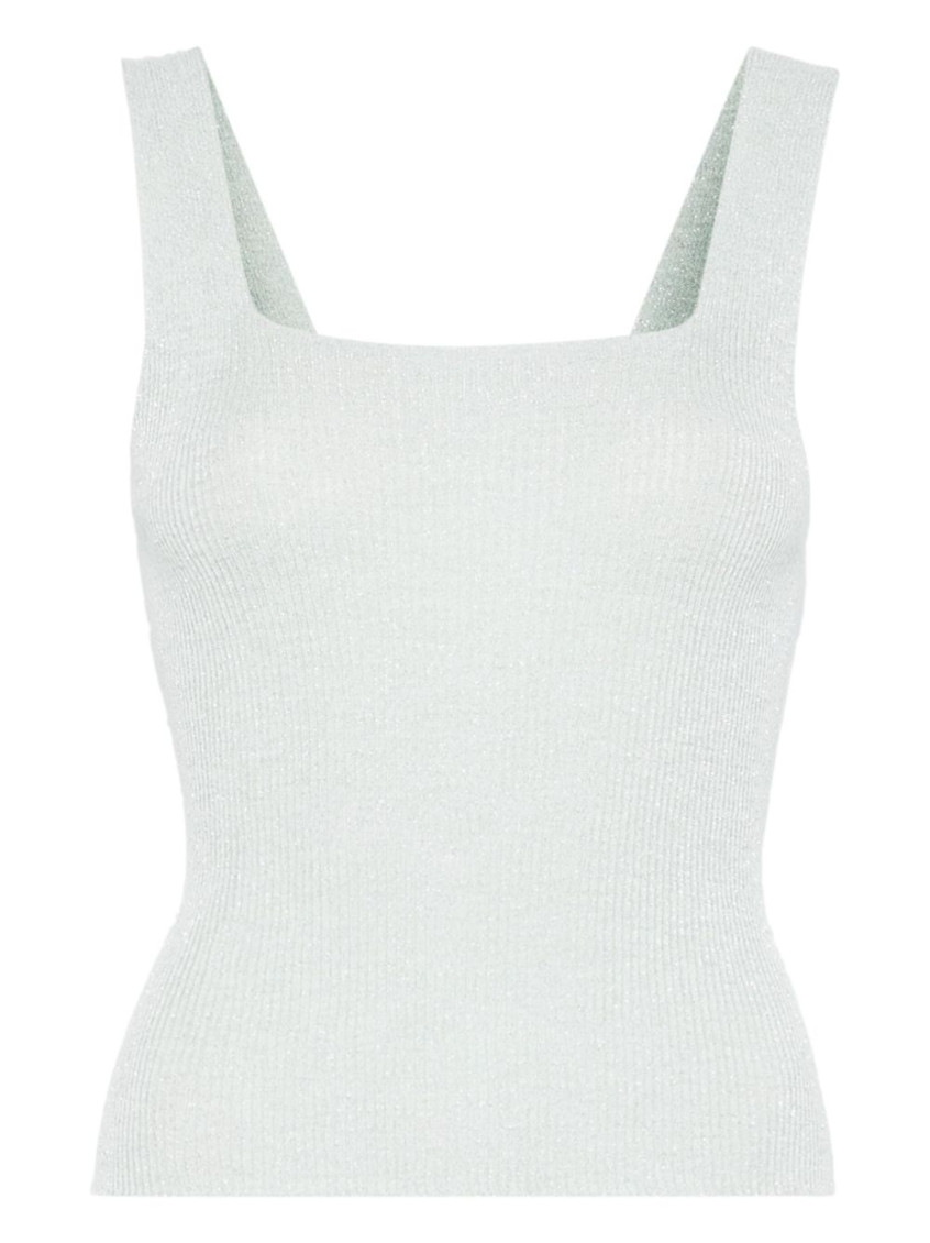 Twinset Light Green Ribbed-knit Tank Top In Gray