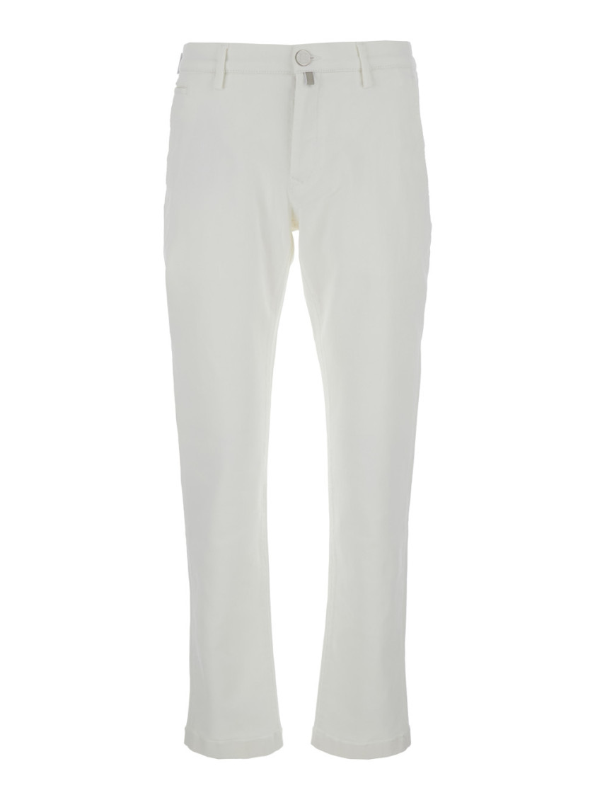 Jacob Cohen 'bobby' Slim White Pants With Logo Patch In Cotton Man In White