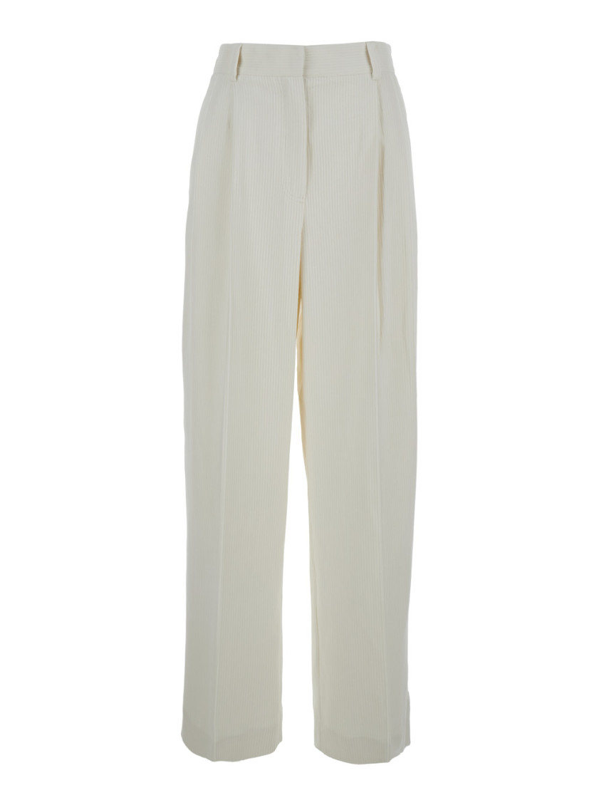 Totême White High-waist Pants With Pences In White