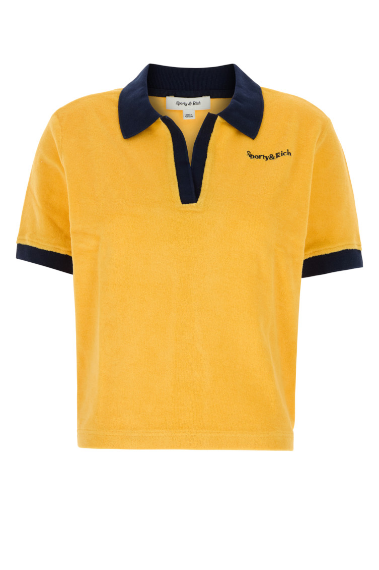 Sporty And Rich Yellow Embroidered Logo Polo