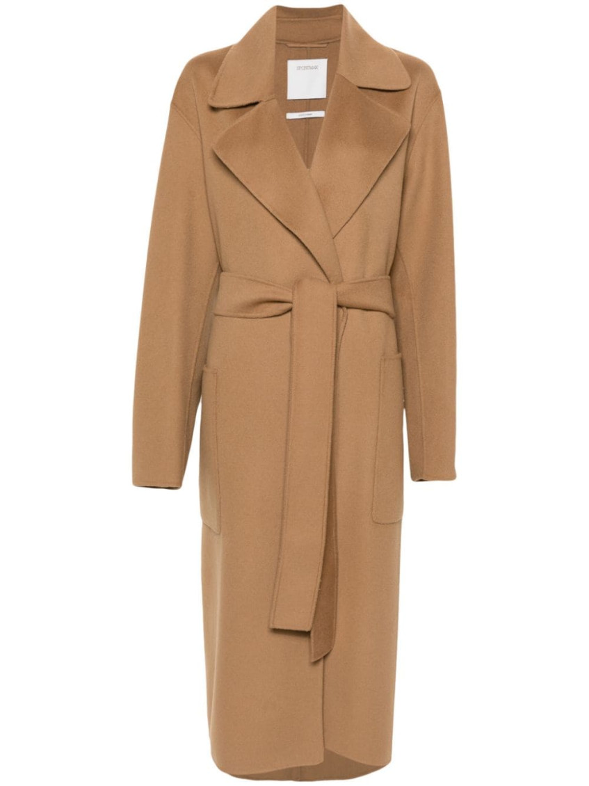 Sportmax Poison Coat With Belt Clothing In Brown
