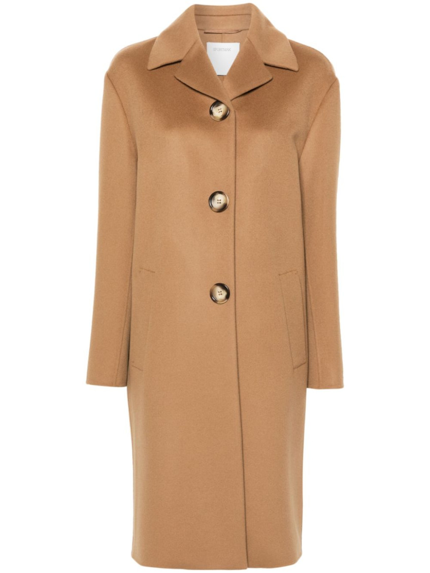Sportmax Brown Wool Midi Coat In Brown