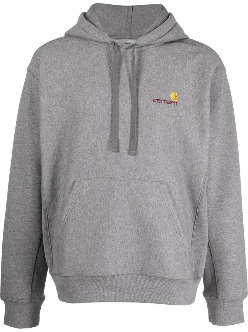Carhartt Wip Hooded American Script Sweatshirt In Gray