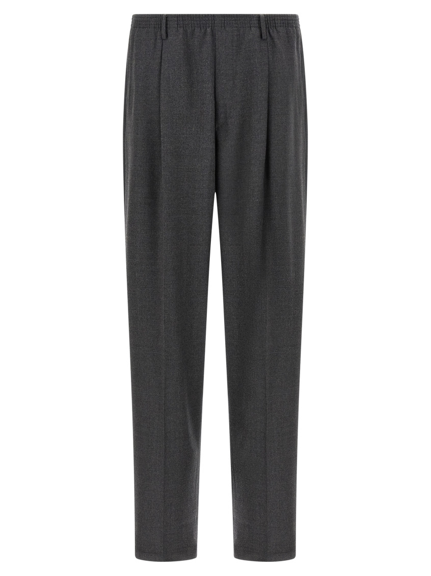 Cellar Door Pleated Elastic-waistband Trousers In Gray
