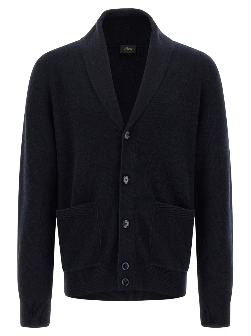 Brioni Cashmere Cardigan Sweaters And Cardigans Blue In Blue