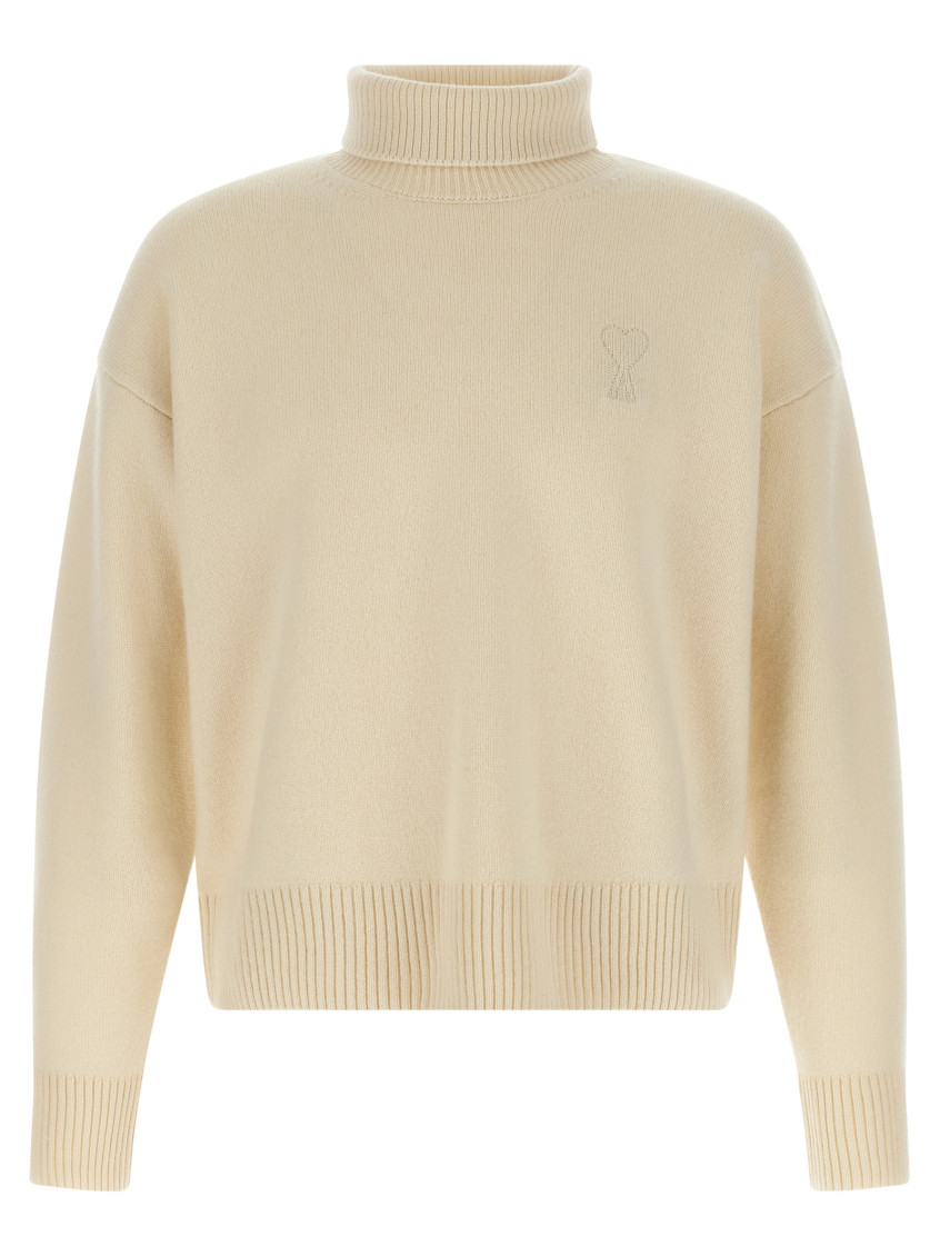 Ami Alexandre Mattiussi Turtleneck Sweater Featuring Long Sleeves And Ribbed Edges In White