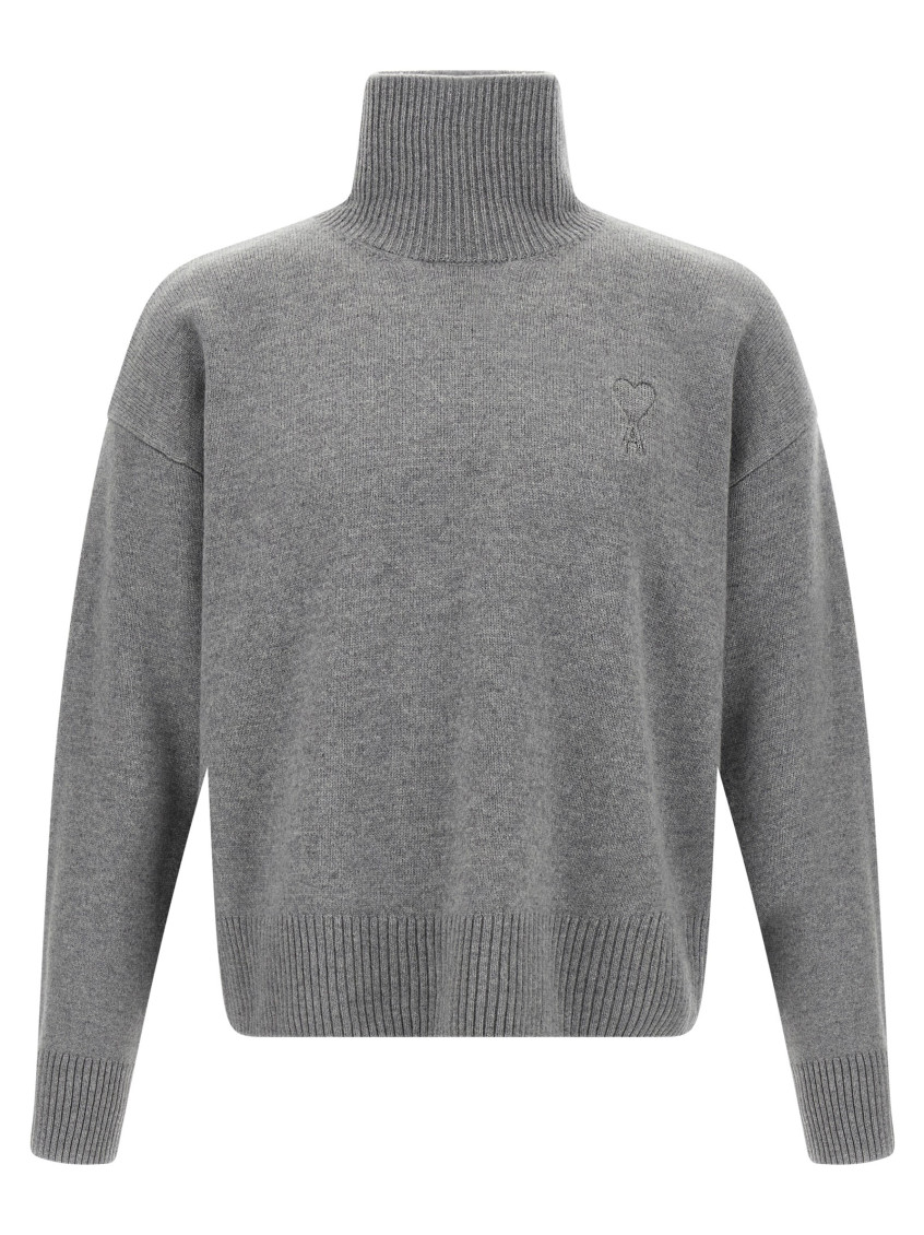 Ami Alexandre Mattiussi Puff Logo Sweater Sweaters And Cardigans Gray In Gray