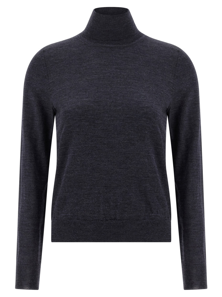 Maison Margiela Wool Turtleneck Sweater Sweaters And Cardigans Blue In Black