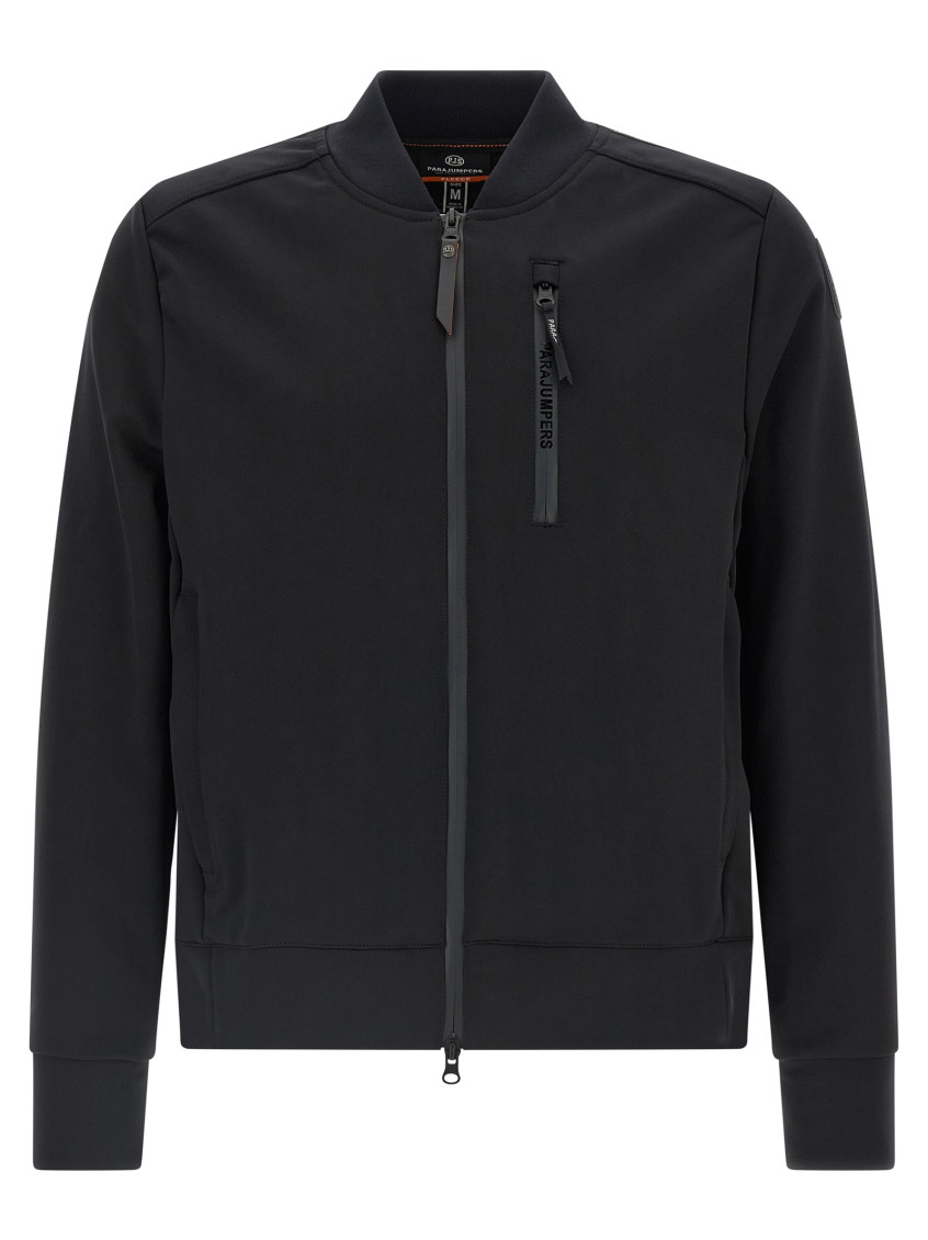 Parajumpers Ribbed Cuffs And Hem Sweatshirt With Zip Pocket In Black