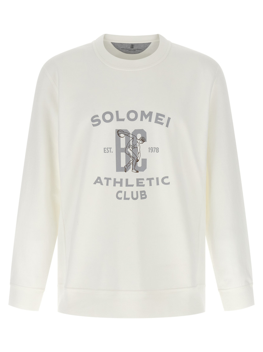 Brunello Cucinelli White Techno Cotton Sweatshirt In Neutral