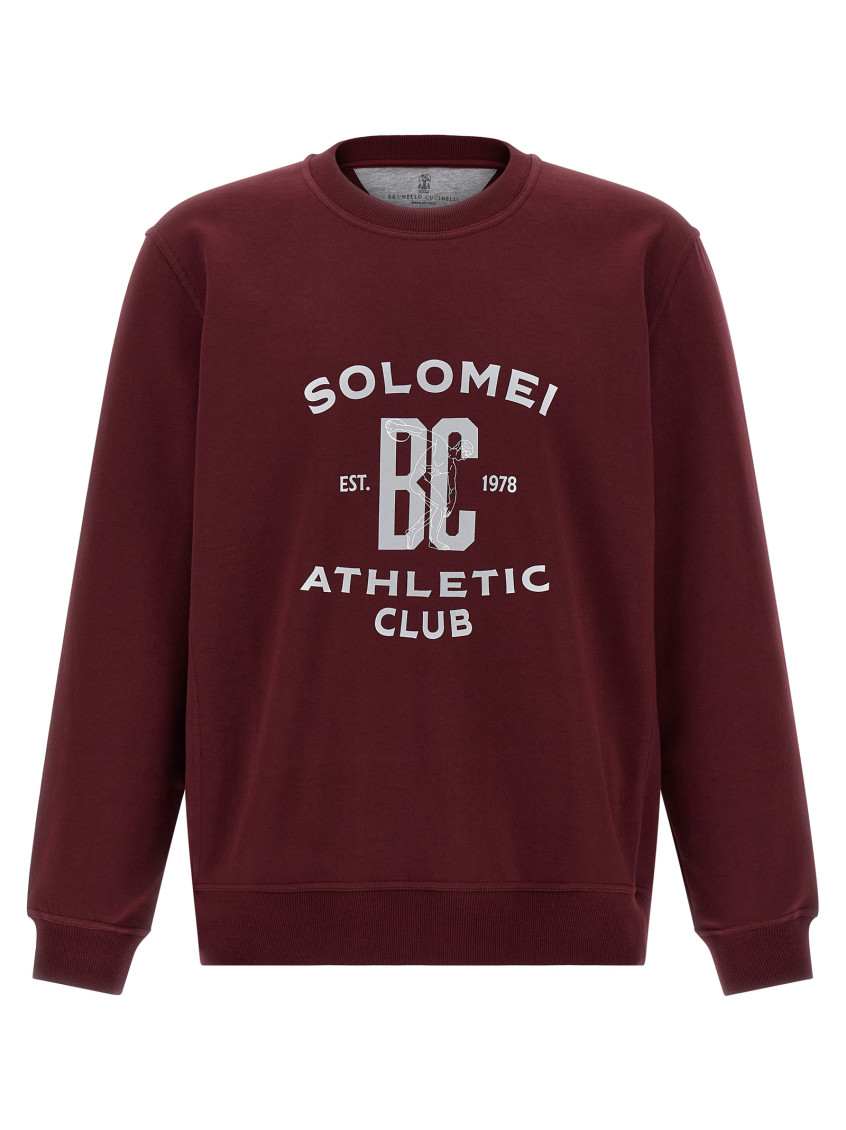 Brunello Cucinelli Maroon Techno Cotton Sweatshirt In Burgundy