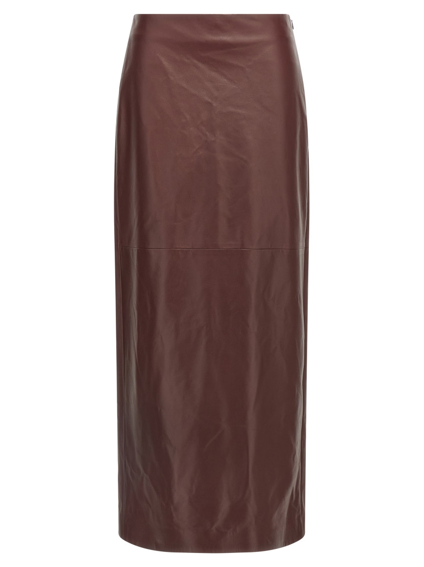 Brunello Cucinelli Maroon Column Long Skirt In Brown