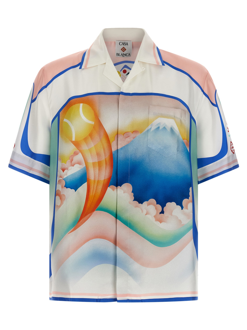 Casablanca Cuban Collar Short Sleeve Shirt In Multi