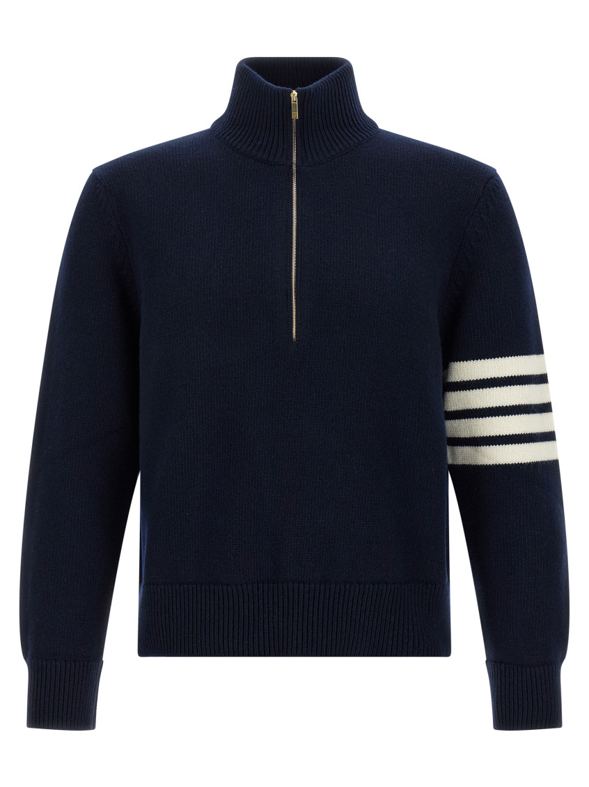 Thom Browne 4bar Half Zip Sweater In Blue