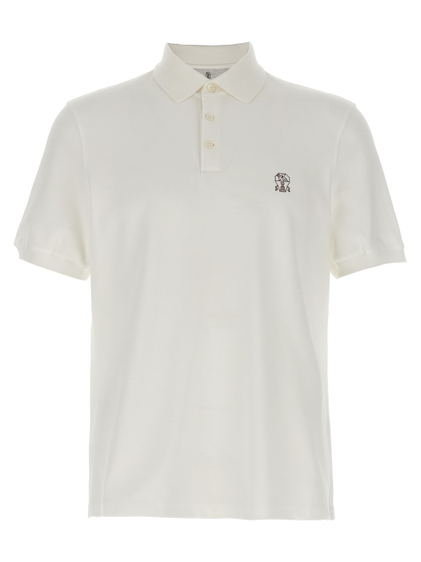Brunello Cucinelli Ribbed Collar Short Sleeves Polo Shirt In White