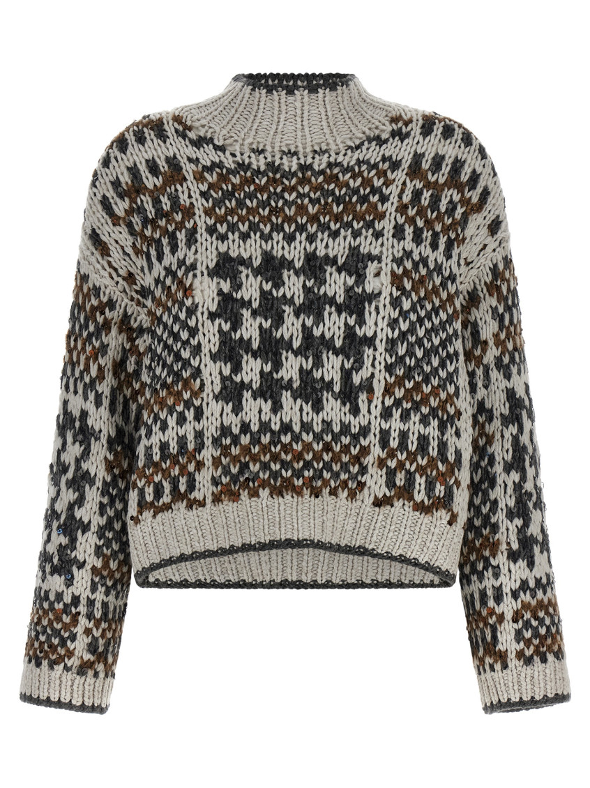 Brunello Cucinelli Multicolor Opera Sweater In Gray