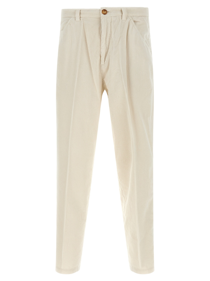 Brunello Cucinelli Corduroy Trousers With Belt Loops And Pockets In Brown