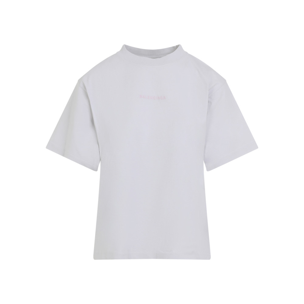 Balenciaga Cotton T-shirt With Logo Embroidery In Gray