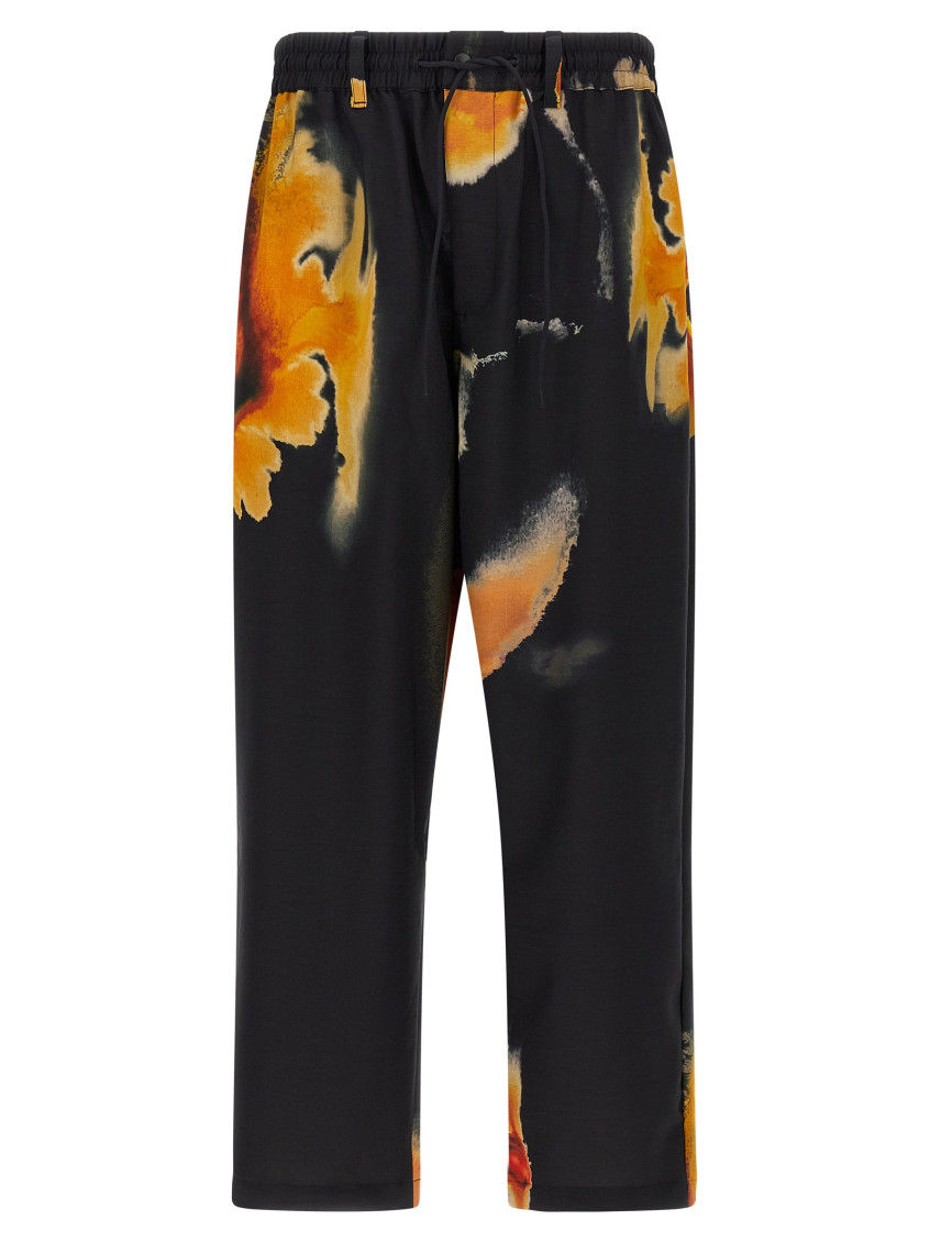 Y-3 Technical Fabric Trousers With Striking Print And Adjustable Features In Multi