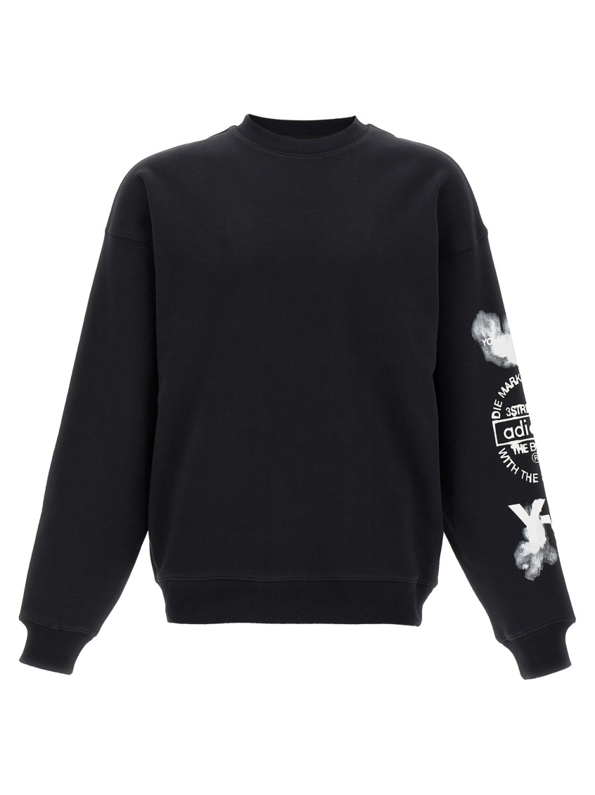Y-3 Adidas Cloud-print Crew-neck Sweatshirt Clothing In Black