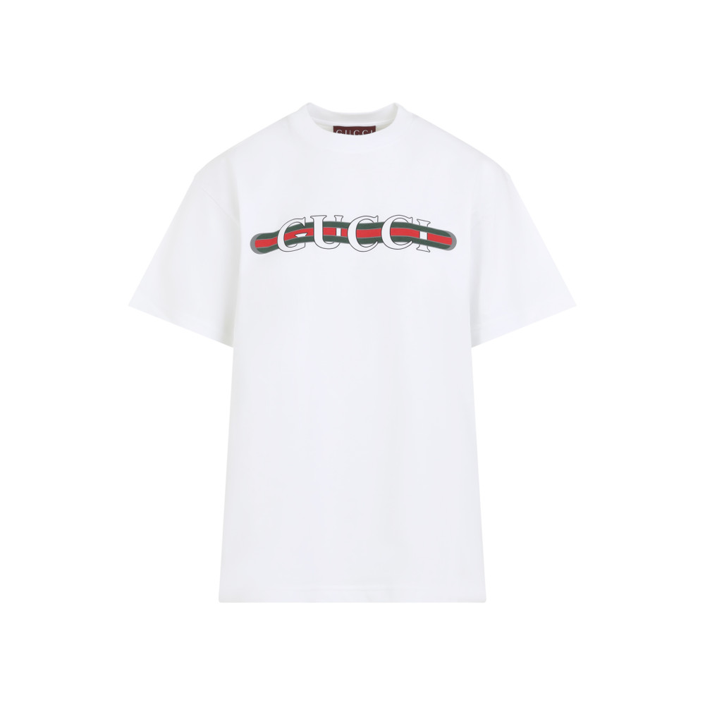 Gucci Printed Cotton Jersey T-shirt In White