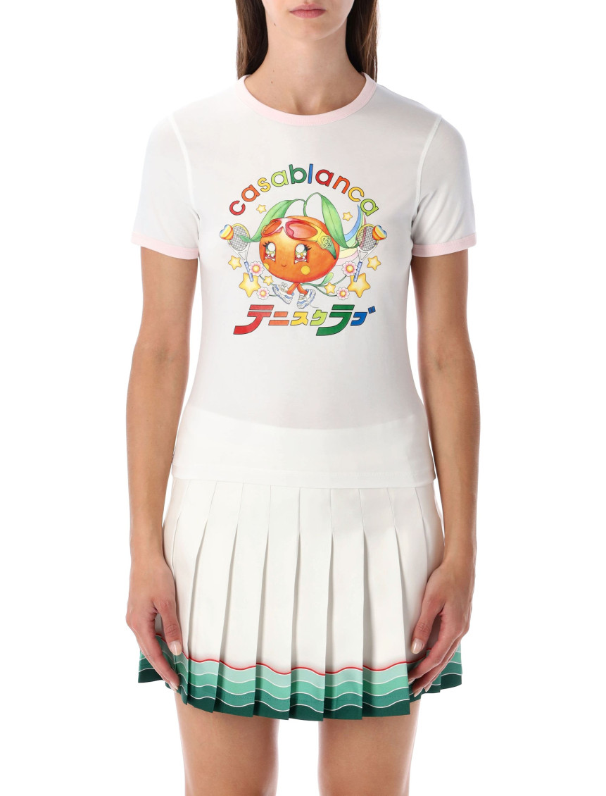 Casablanca Paris Orange Mascot Ringer Short Sleeve T-shirt In Neutral