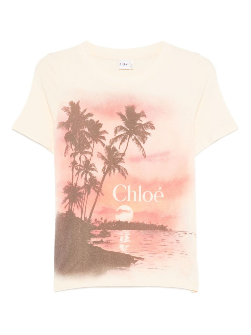 Chloé Baby Fit Logo T-shirt In Cotton Jersey Golden Brass Size Xs 100% Cotton In Pink