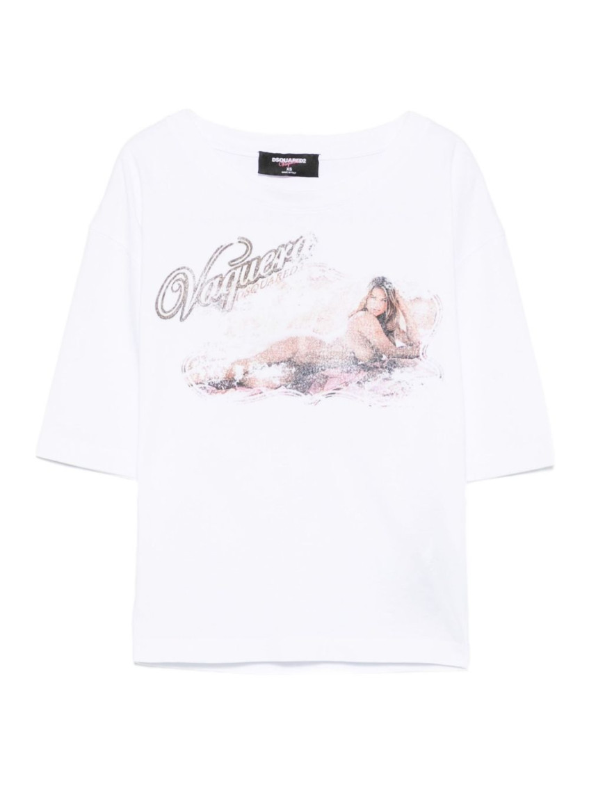 Dsquared2 Logo Cotton T Shirt In White