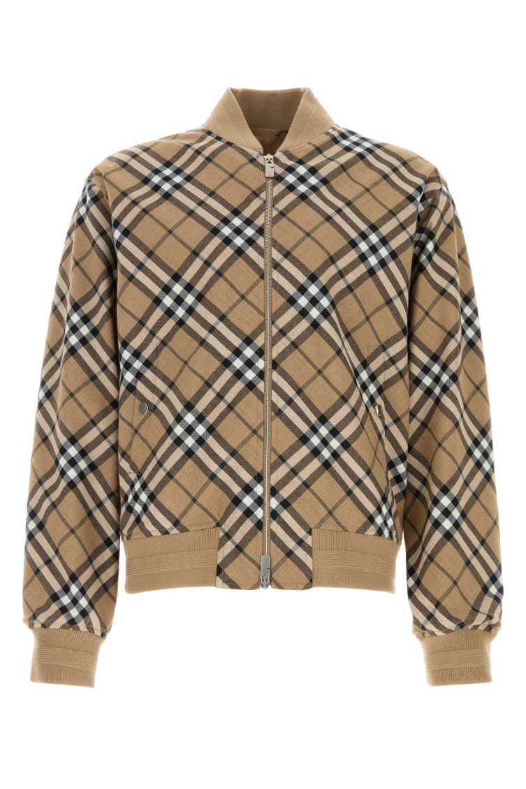 BURBERRY BEIGE PRINTED BOMBER JACKET 