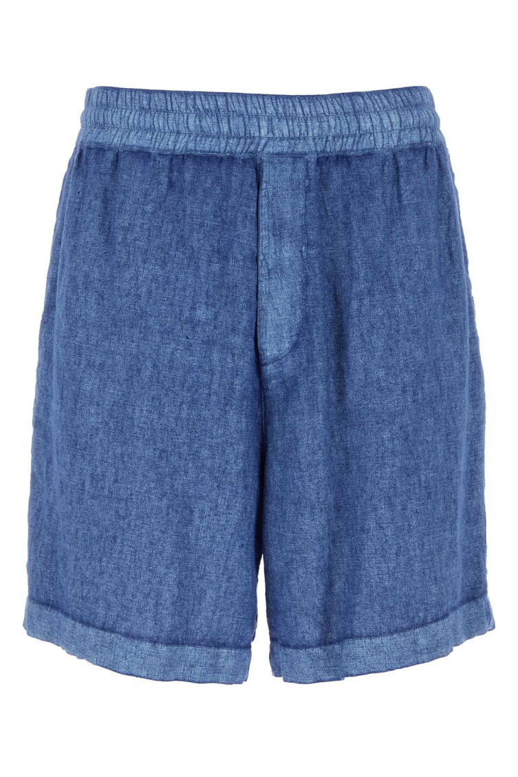 Burberry Linen Shorts With Drawstrings In Blue