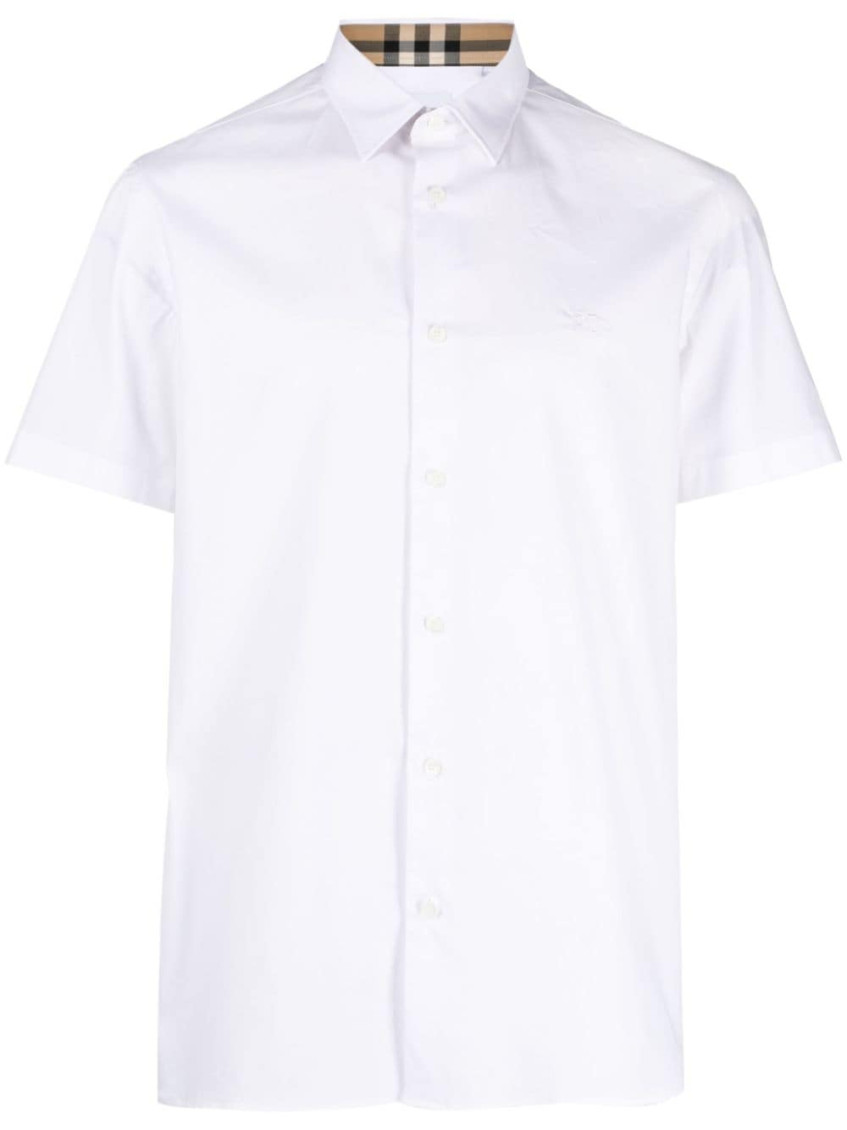 Burberry Stretch-cotton Ekd-embroidered Slim Shirt In White
