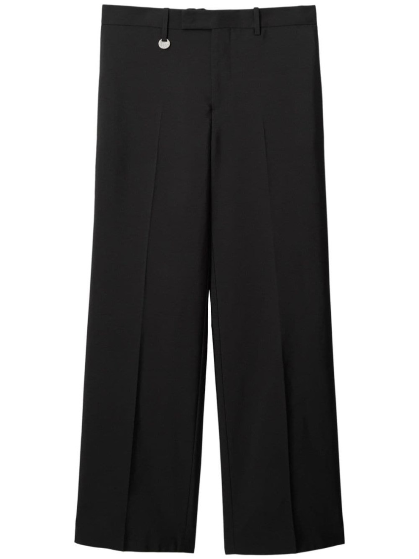 Burberry Suit Pants In Navy Blue Wool. Straight-leg Cut. Zippered Closure And Belt Clip. In Black