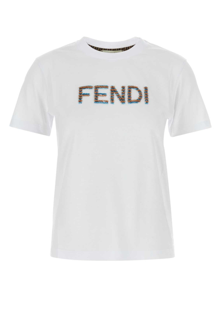 Fendi White Crewneck T-shirt for Women Online India at Darveys.com