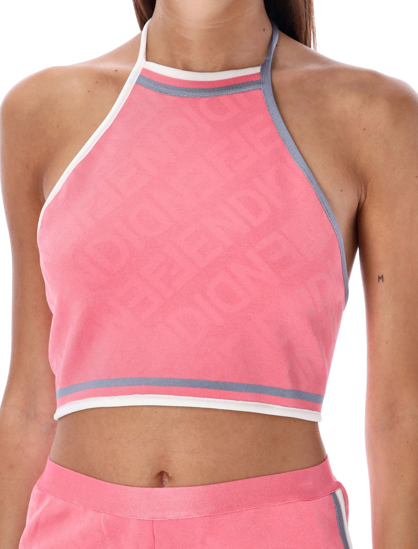 Tシャツ・カットソー FENDI DARK PINK VISCOSE BLEND CROP TOP Fendi Dark Pink Viscose Blend Crop Top for Women Online USA
