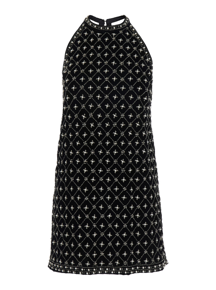 Twinset Twin-set Black Short Dress With Cut-out On The Rear In Tech Fabric In Black